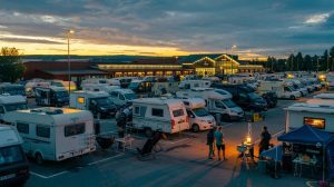 Crowded Supermarket Parking Filled With Rvs Staying Over Night For Free