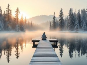 Silent Retreat Sverige 2024 - Mindfulnessutövare På Brygga Omgiven Av Tyst Nordisk Natur - Silent Tourism